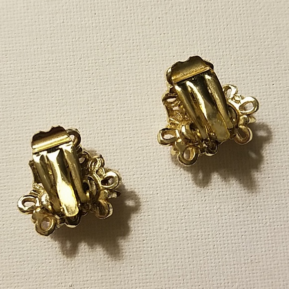 AB Rhinestone Clip-on Earrings - Picture 2 of 3